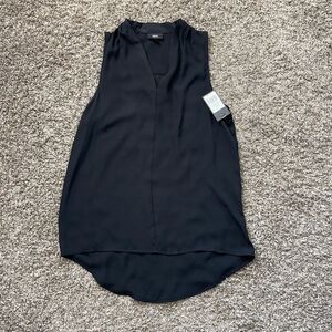 Black ruched shoulder tank blouse